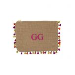 Pochette in juta natural con nappine multicolor