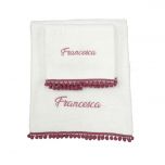 Set asciugamani sartoriali con pompon