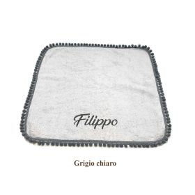 Asciugamano grigio chiaro con pompon grigio scuro