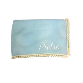 Copertina in pile con pompon Pietro OUTLET
