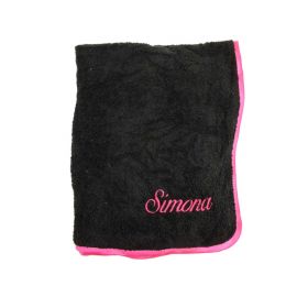Pareo in spugna nero con bordo fucsia OUTLET