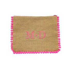 Pochette in juta con pompon MD OUTLET