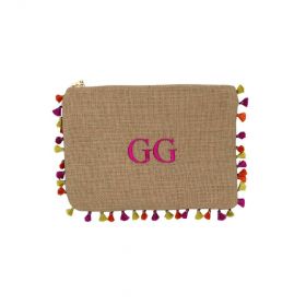 Pochette in juta natural con nappine multicolor