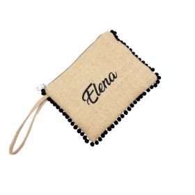 Pochette con pompon nero