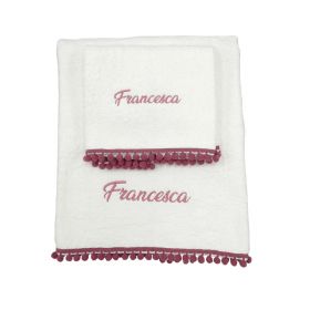 Set asciugamani sartoriali con pompon
