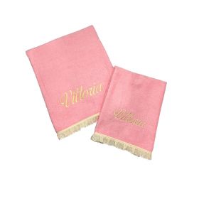 Spugna rosa con sangallo avorio