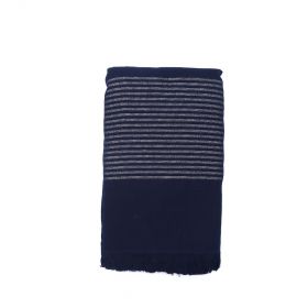 Telo mare blu con righe argento
