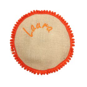 Tovaglietta in juta con pompon arancioni